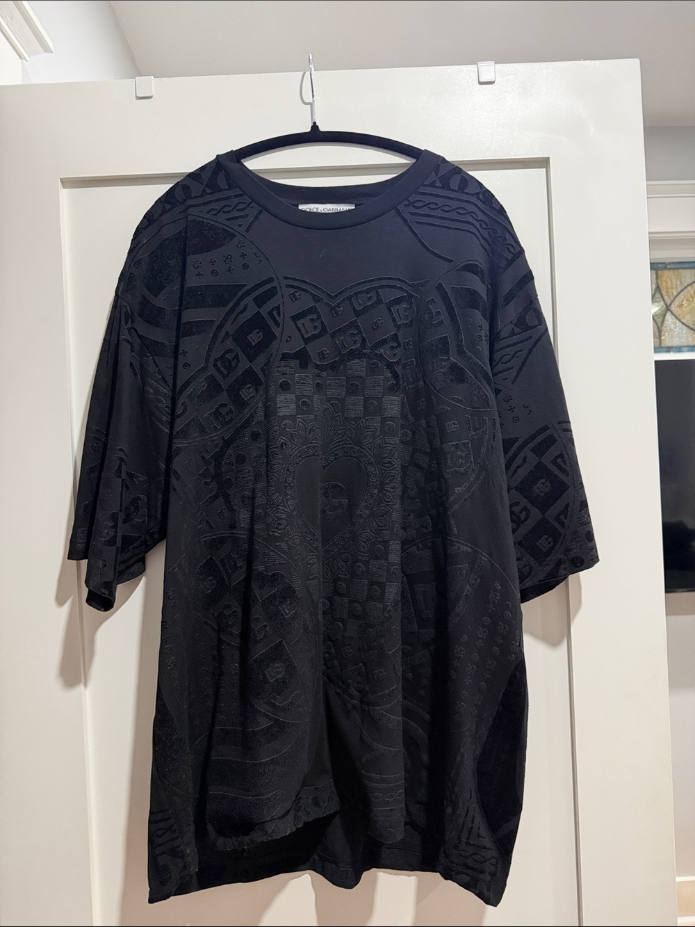 Dolce & Gabbana Black Short-Sleeve Patterned Tee